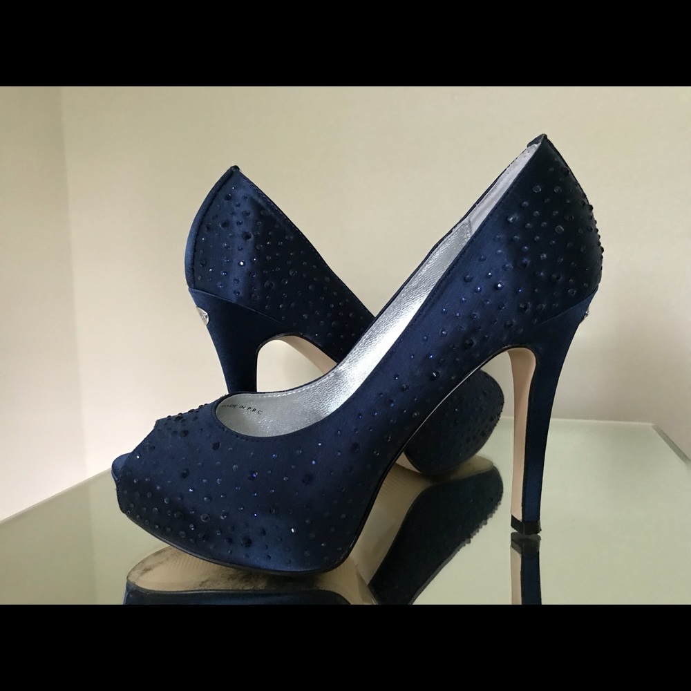 Liu Jo Midnight Blue Silk/Satin & Crystal pumps